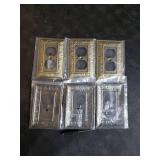 Antique Brass Duplex Outlet Cover Paisley Pattern Decorative Wall Plates for Electrical Outlet, Metal Switch Plates and Receptacle Cover for Kitchen Bathroom (1 Gang Duplex Outlet-6 Pack)