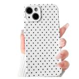 Lovmooful Compatible for iPhone 13 Case Cute Polka Dot with Aesthetics Design for Girls Women Soft TPU Shockproof More Protective Girly for iPhone 13 Case-Black&White