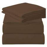 ROYALE LINENS 3 Piece Twin Sheets Set - Soft Brushed 1800 Microfiber Bedding - 1 Fitted, 1 Flat Sheet, 1 Pillow case - Wrinkle Free & Fade Resistant - Hotel Luxury Bed Sheets (Chocolate Brown, Twin)