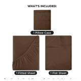 ROYALE LINENS 3 Piece Twin Sheets Set - Soft Brushed 1800 Microfiber Bedding - 1 Fitted, 1 Flat Sheet, 1 Pillow case - Wrinkle Free & Fade Resistant - Hotel Luxury Bed Sheets (Chocolate Brown, Twin)