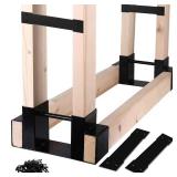 MOFEEZ Outdoor Firewood Log Storage Rack Bracket Kit,Fireplace Wood Storage Holder-Adjustable to Any Length