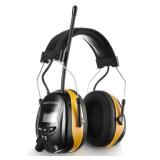 AM/FM Radio Headphones 25dB NRR,Noise Reduction Safety Earmuffs,Digital Display Headset,Powered by AA Battery,Hearing Protection for Walkman Mowing Lawn Work(Yellow)