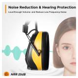 AM/FM Radio Headphones 25dB NRR,Noise Reduction Safety Earmuffs,Digital Display Headset,Powered by AA Battery,Hearing Protection for Walkman Mowing Lawn Work(Yellow)