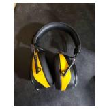 AM/FM Radio Headphones 25dB NRR,Noise Reduction Safety Earmuffs,Digital Display Headset,Powered by AA Battery,Hearing Protection for Walkman Mowing Lawn Work(Yellow)