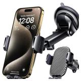 Qifutan Car Phone Holder Mount Phone Mount for Car Windshield Dashboard Air Vent Universal Hands Free Automobile Cell Phone Holder Fit for iPhone Smartphone Camera Mounts