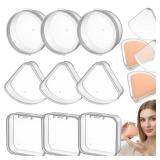 YBEATY 9 Pcs Powder Puffs with Holder Cases, Transparent Makeup Sponge Protective Container Reusable Portable powder puff Holder Dust Proof Pocket Cosmetic Puff Box for Travel Women