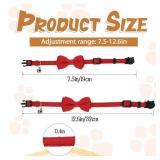 2 Pcs Cat Collar Breakaway Bowtie Safety with Bell Red Solid Plaid Adjustable Cute Kitten Collar Small Puppy Collars