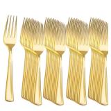 Liacere 360Pcs Plastic Forks - Heavyweight Forks - 7 Inch Heavy Duty Gold Disposable Forks- Gold Plastic Silverwar Perfect For Parties & Weddings & Thanksgiving & Restaurants And Daily Using