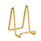Plate Holder Easel Display Stand - 4.5 inch Metal Plate Stands for Display - Tabletop Picture Stand - Gold Iron Easels for Display Pictures | Photo Frames | Book | Decorative Plates | Plaque - 1 Pack