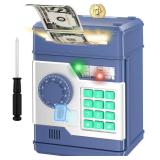 NAFEIV Kids Piggy Bank Money Saving Cash Coin Electronic Piggy Bank Toys for Ages 6-8, Navy