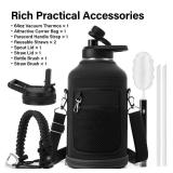 DYSANKY Insulated Water Bottle | Thickened Stainless Steel Vacuum Metal | Portable Sports Half Gallon Large Water Jug for Gym and Hiking with Straw, Carrier Bag, Handle Strap | BPA-Free 64 oz