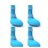 Fdceligoo Rubber Dog Boots, Durable Paw Protectors with Adjustable Straps & Non-Slip Sole, Waterproof Dog Shoes for Hot Pavement, Easy On & Off Silicone Booties (Blue, M)