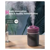 Portable Mini Humidifier, Colorful Volcanic Texture, 300mL Cool Mist Humidifier, USB Powered, Auto Shut-Off. Perfect for Bedroom, Office & Car.