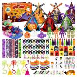 OCHIDO 234PCS Halloween Party Favors for Kids, 24 Pack Witch Hat Treats Bags Fillers, Halloween Toys Bulk for Trick or Treat, Halloween Goodie Bag Stuffers, Carnival Prize Toy Classroom Reward