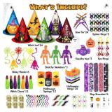 OCHIDO 234PCS Halloween Party Favors for Kids, 24 Pack Witch Hat Treats Bags Fillers, Halloween Toys Bulk for Trick or Treat, Halloween Goodie Bag Stuffers, Carnival Prize Toy Classroom Reward