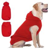 IECOii XXL Dog Hoodie for Large Dogs, Fleece Dog Sweatshirt for Large Breed Male Female Dogs,Pet Pouch Hoodie Winter Sweater Coat with Leash Hole, Warm & Lightweight Outfit for Pitbull, Red, 2XL