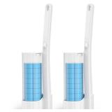 Disposable Toilet Brush 2 Pack- Toilet Bowl Cleaner, Toilet Bowl Brush, Each Toilet Wand with 10PCS Brush Refills for Bathroom Deep Cleaning (2 Pack, White)