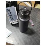 POWCAN 40 oz Insulated Water Bottle with 2-in-1 Straw and Spout Lid, Keep Cold 24H, Leak-Proof, BPA-Free, Double Wall Stainless Steel Water Bottle for Sports, Gym, Travel, and School (Dark Knight)