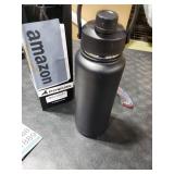 POWCAN 40 oz Insulated Water Bottle with 2-in-1 Straw and Spout Lid, Keep Cold 24H, Leak-Proof, BPA-Free, Double Wall Stainless Steel Water Bottle for Sports, Gym, Travel, and School (Dark Knight)