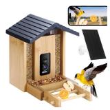 Akasumer Bird Feeder, 5MP Solar-Powered Smart Bird Feeder with Camera, AI Identifies Birds 10000+, 2.4GHz, Color Night Vision, Instant Notification, Easy to Use, 1.5L Birds Feeders for Outdoor, Yard