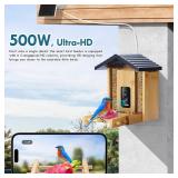 Akasumer Bird Feeder, 5MP Solar-Powered Smart Bird Feeder with Camera, AI Identifies Birds 10000+, 2.4GHz, Color Night Vision, Instant Notification, Easy to Use, 1.5L Birds Feeders for Outdoor, Yard