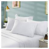 BYSURE King Size Sheets Set White - Super Soft Hotel Luxury Bed Sheets with Deep Pockets, 1800 Thread Count 100% Microfiber, Wrinkle & Fade Resistant