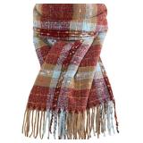 Trifabricy Womens Winter Scarf, Super Soft Luxurious Fashion Plaid Scarfs for Women, Warm Shawl Scarfs and Wraps, Long Blanket Scarf for Travel Office Winter Wedding Evening Dresses