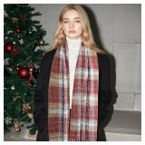 Trifabricy Womens Winter Scarf, Super Soft Luxurious Fashion Plaid Scarfs for Women, Warm Shawl Scarfs and Wraps, Long Blanket Scarf for Travel Office Winter Wedding Evening Dresses