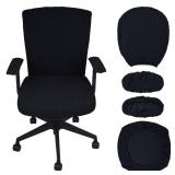 PBIEHSR Office Chair Covers 4 Pcs Stretchable Computer Chair Cover Desk Accessories Office Supplies Armrest Seat Slipcovers Desk Decor (Black)