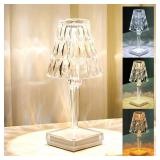 Solis Convene Crystal Cordless Lamp, Touch Dimmable Crystal Lamp 3 Colors, Portable LED Rechargeable Romantic Small Lamps, Battery Operated Decor Night Light for Bedroom Living Room Party Dinner Bar