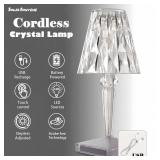 Solis Convene Crystal Cordless Lamp, Touch Dimmable Crystal Lamp 3 Colors, Portable LED Rechargeable Romantic Small Lamps, Battery Operated Decor Night Light for Bedroom Living Room Party Dinner Bar