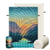 hotkoko Outdoor Camping Blanket,Warm Thick Camp Blankets with Sherpa Lining Soft Fleece Camping Blanket Puffy Camping Quilt for Cold Weather Traveling, Stadium, Hiking, Picnics