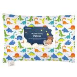 Toddler Pillow with Pillowcase - 13x18 My Little Dreamy Kids Travel Bed Pillows for Sleeping, Organic Cotton Small Pillowcase, Soft & Breathable, Machine Washable, Toddlers 2-5 Years Old (Happy Dino)