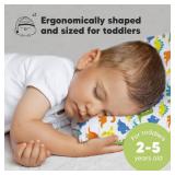 Toddler Pillow with Pillowcase - 13x18 My Little Dreamy Kids Travel Bed Pillows for Sleeping, Organic Cotton Small Pillowcase, Soft & Breathable, Machine Washable, Toddlers 2-5 Years Old (Happy Dino)