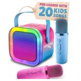Move2Play, Mini Karaoke Machine for Kids | Built-in 20+ Songs | Bluetooth Speaker with Microphones | Voice Effects | Toddler Music Toy | Christmas Stocking Stuffer | Girls & Boys Age 2, 3, 4, 5, 6+
