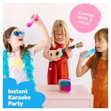 Move2Play, Mini Karaoke Machine for Kids | Built-in 20+ Songs | Bluetooth Speaker with Microphones | Voice Effects | Toddler Music Toy | Christmas Stocking Stuffer | Girls & Boys Age 2, 3, 4, 5, 6+