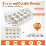 2Pack Silicone Muffin Pan for Baking with Metal Reinforced Frame, 12 Cup Regular Size Cupcake Pan, BPA Free Silicone Muffin Tray, Cupcake Baking Pan Molds for Oven Dishwasher Safe