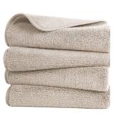 POLYTE Quick Dry Lint Free Microfiber Hand Towel, 16 x 30 in, Set of 4 (Beige)