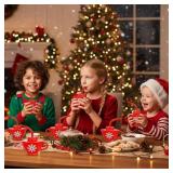 Sliner 24 Pack Christmas Party Cups for Kids Gifts Snowflake Cups with Lids and Straws 10 oz Reusable Winter Snowflake Drinking Teacup for Party Supplies Iced Coffee