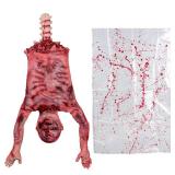 SUNREEK Halloween Bloody Half Body, 29 inch Latex Skinned Half Body with Hanging Bag for Haunted House Halloween Party Indoor Outdoor Decoration