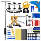 135Pcs Car Dent Puller Kit, Car Paintless Dent Remover Tool Kit with 3-in-1 T-bar Slide Hammer & Bridge Puller & Suction Cup, Dent Repair Kit for Remover Auto Body Hail Damage Large Small Dent