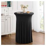 iEventStar 2Pcs 32 Highboy Cocktail Round Stretch Spandex Table Cover Table Skirt High Top Tablecloth (30-32 Dia x 43, Black)
