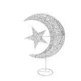 Uonlytech Wrought Iron Christmas Tree Topper, Glittering Star and Moon Tree Topper for Christmas Tree Home Outdoor Decorations(Silver 20cm)