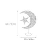 Uonlytech Wrought Iron Christmas Tree Topper, Glittering Star and Moon Tree Topper for Christmas Tree Home Outdoor Decorations(Silver 20cm)