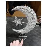 Uonlytech Wrought Iron Christmas Tree Topper, Glittering Star and Moon Tree Topper for Christmas Tree Home Outdoor Decorations(Silver 20cm)