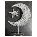 Uonlytech Wrought Iron Christmas Tree Topper, Glittering Star and Moon Tree Topper for Christmas Tree Home Outdoor Decorations(Silver 20cm)