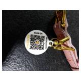 BronzeDog Rolled Leather Dog Collar with QR ID Tag, Adjustable Soft Round Collars for Small Medium Large Dogs Puppy (7 - 10 Neck Size, Blush)