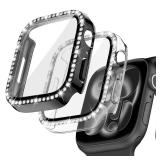 Goton1-Pack Bling Case for Apple Watch Series 11/10 Screen Protector 46mm, Women Glitter Diamond Rhinestone Bumper Face Cover for iWatch Accessories 46 mm