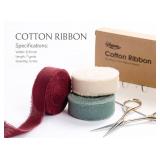 Keypan Christmas Ribbon Set 5/8 x 21 Yards with Frayed Fringe Fabric Cotton Ribbons for Gift Wrapping Wedding Invitations Flower Bouquet Baby Shower