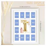 DUENPY 12x16 My First Year Picture Frame Displays One 5x7 inch and Twelve 2x3 inch Small Photo Collage Wall Hanging or Tabletop New Mom Gift and Baby Picture Frame White